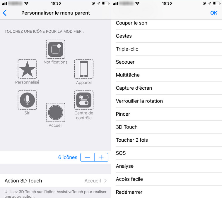 personnaliser menu parent