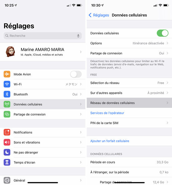iphone reseau cellulaires