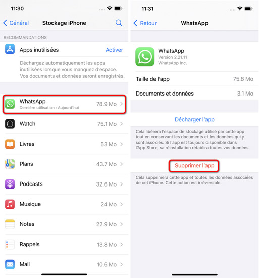 comment supprimer la sauvegarde whatsapp sur iphone