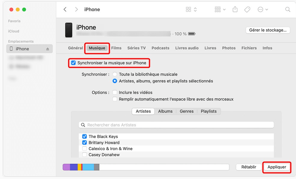 comment transférer de la musique depuis iTunes vers l'iPhone