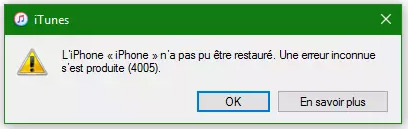 restauration iphone erreur 4005