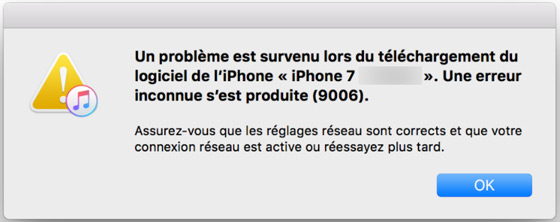 itunes erreur 9006