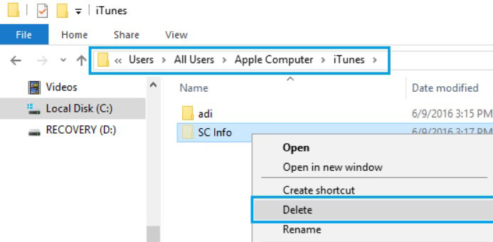 supprimer le dossier d'informations de Windows sc