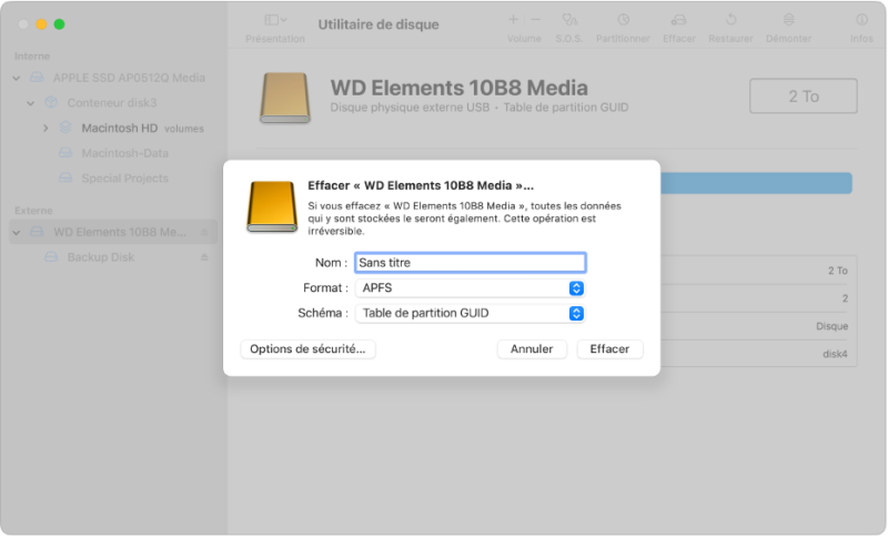 effacer macOS