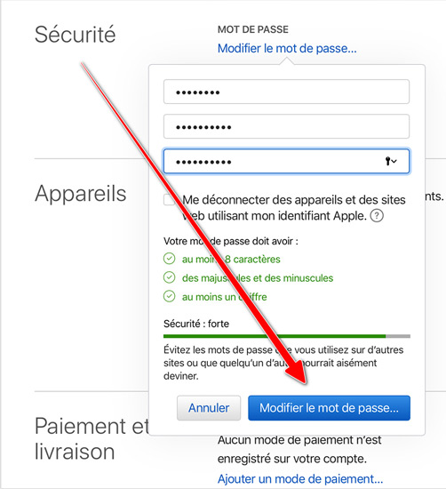 modifier mdp apple
