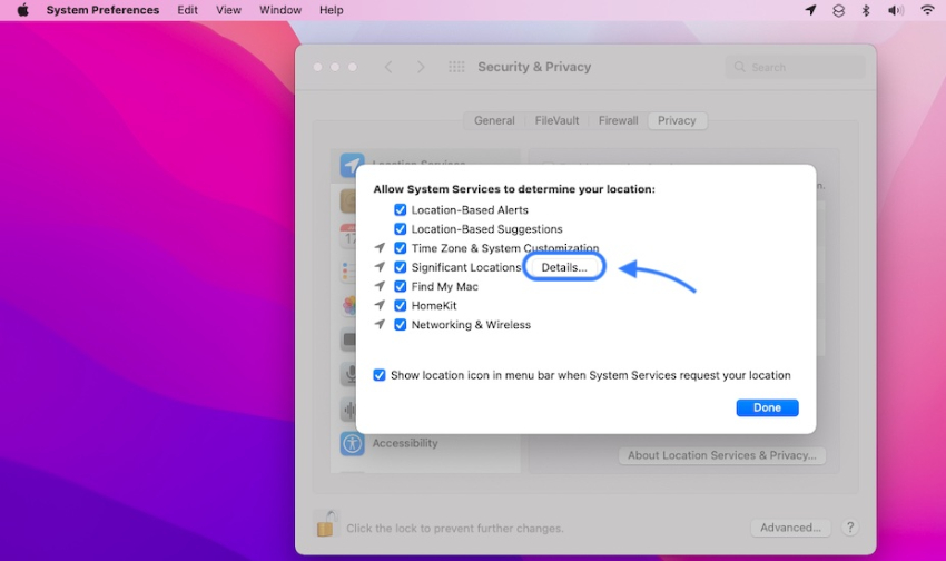 Voir l'historique des emplacements importants sur mac