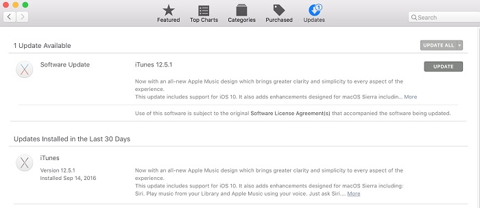 mettre à jour itunes sur mac pour réparer la sauvegarde itunes pas assez d'espace