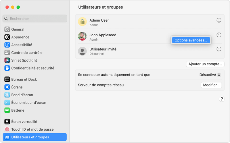 Utilisateurs et groupes