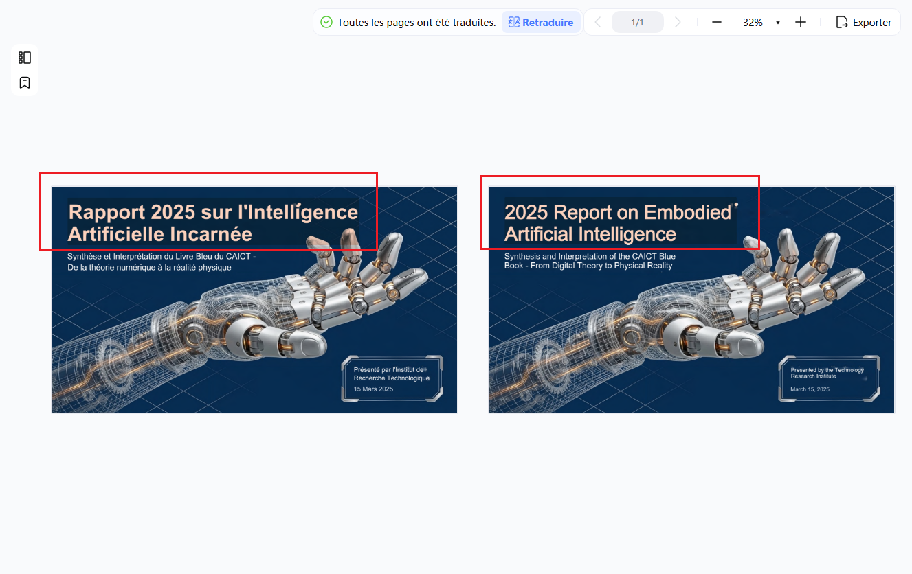 comparer le texte original et le texte traduit