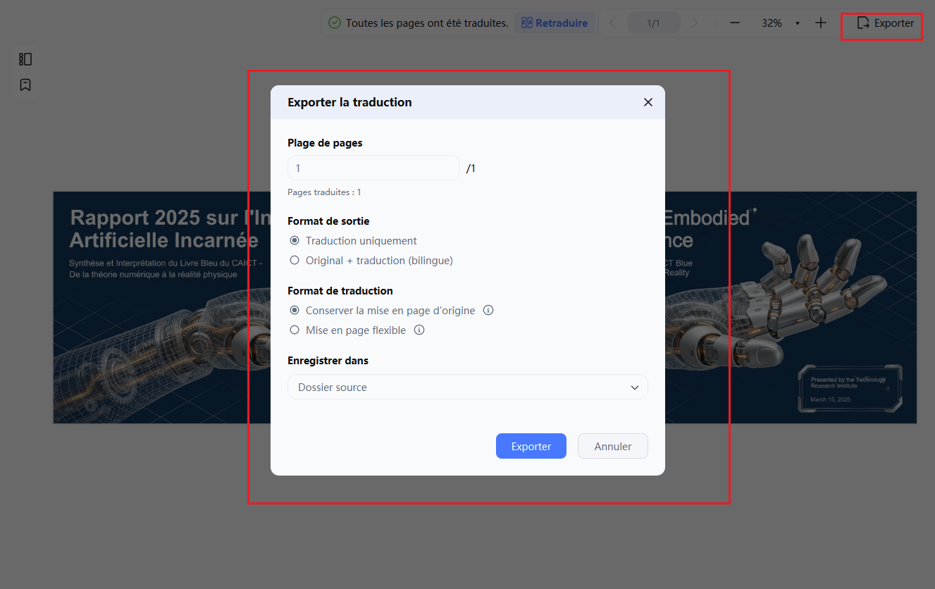 exporter la traduction
