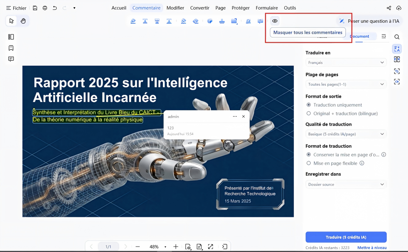 masquer toutes les annotations