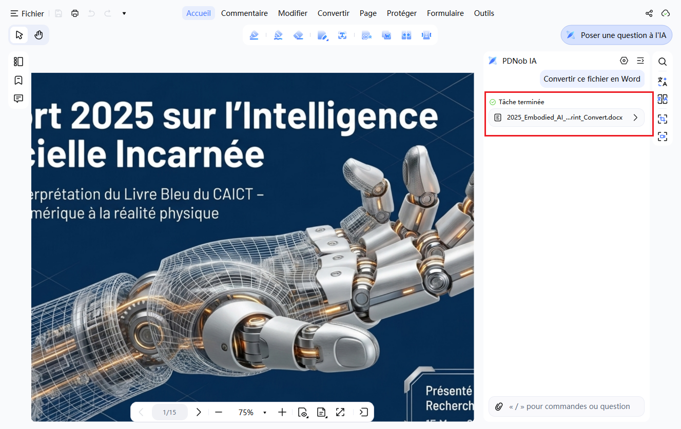 exécuter l'action PDF