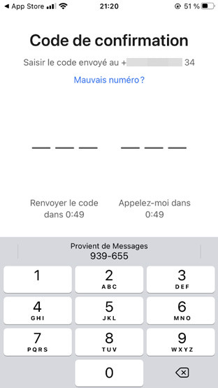 code verification signal messenger privé