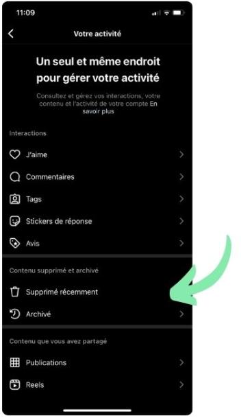 accessing instagram recently deleted folder