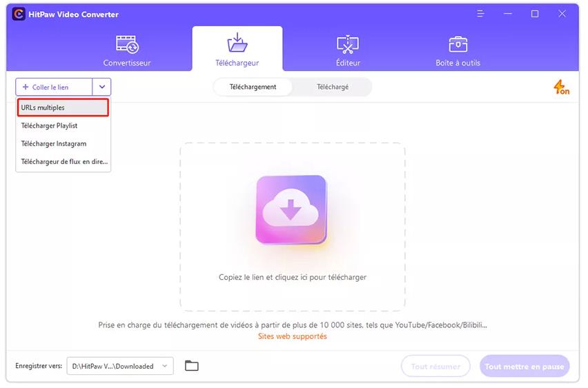  HitPaw Video Converter, télécharger des vidéos