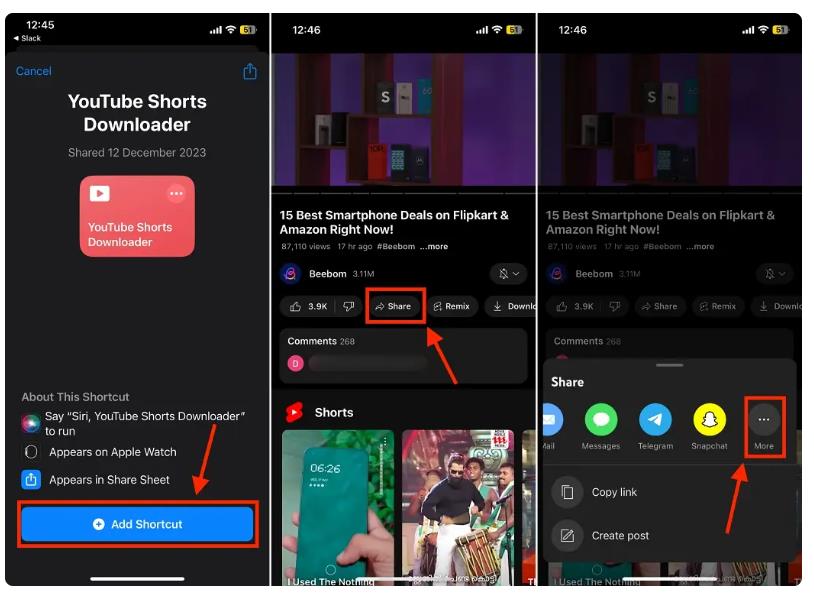 Télécharger des vidéos YouTube avec l’application Raccourcis