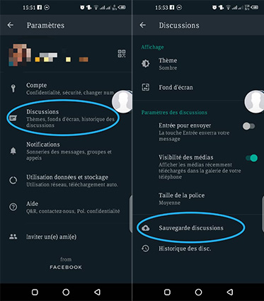 Transfer WhatsApp Samsung vers Samsung