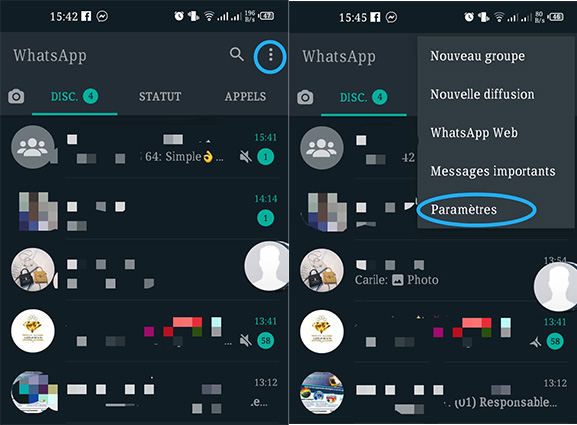 Transfer WhatsApp Samsung vers Samsung