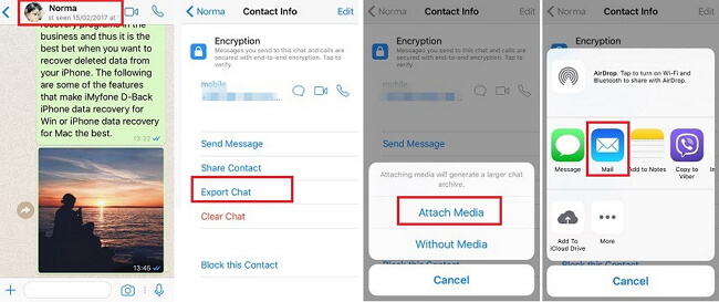 Transfert manuel des messages WhatsApp par e-mail