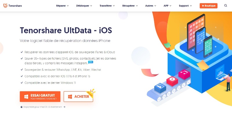 ultdata iOS data recovery tool interface