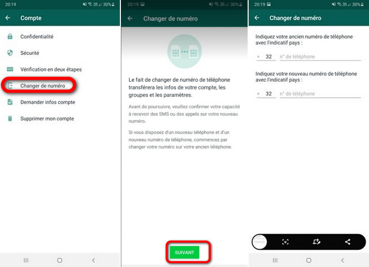 changer numero whatsapp