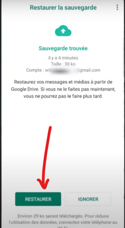 press on the restore button