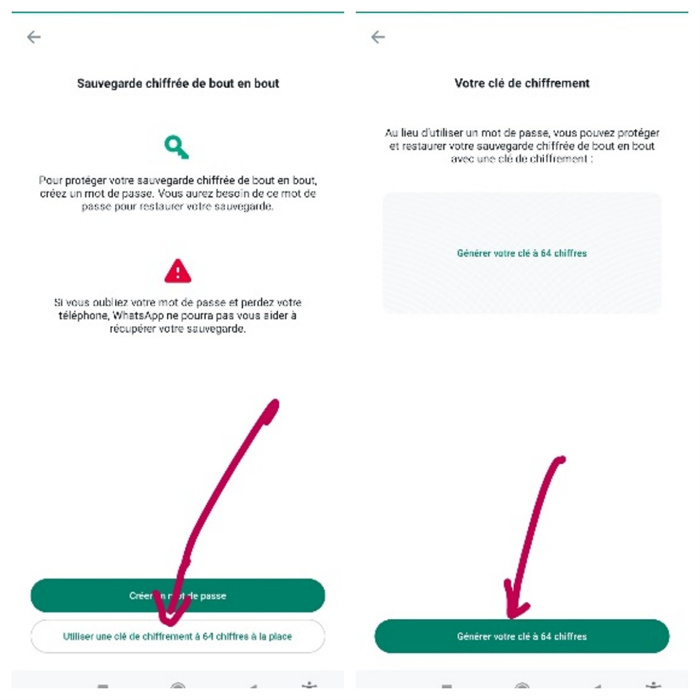 how to get 64-digit encryption key whatsapp