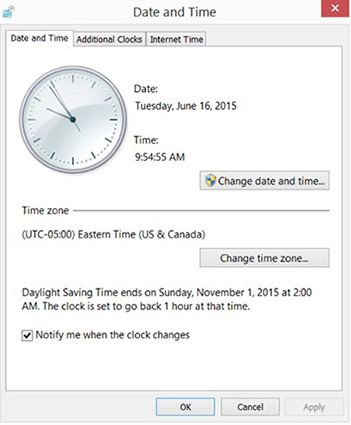 date heure sur windows